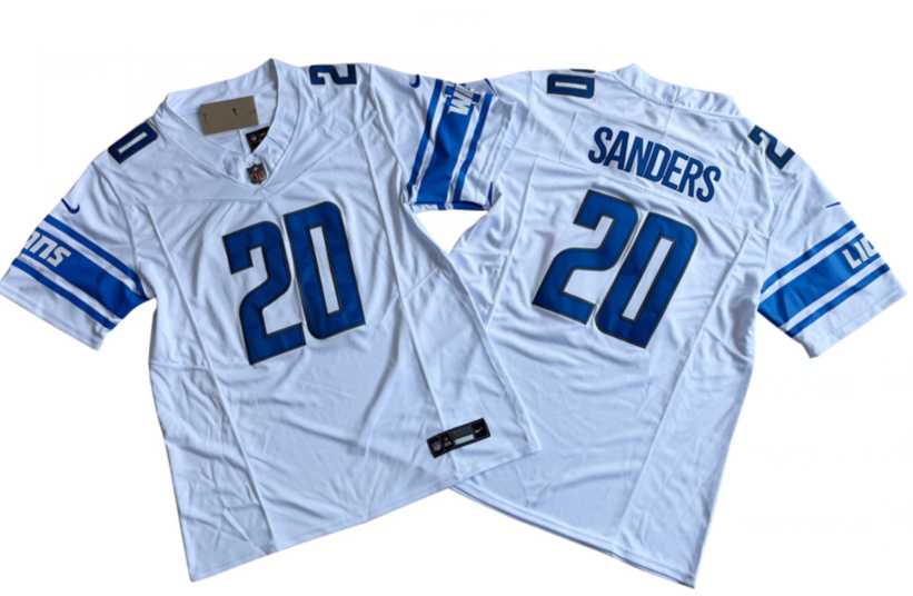Mens Detroit Lions #20 Barry Sanders White 2023 F.U.S.E. Vapor Untouchable Limited Jersey